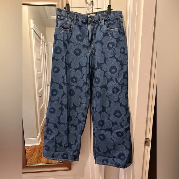 NWT Marimekko Unikko wide leg jeans - Picture 3 of 4